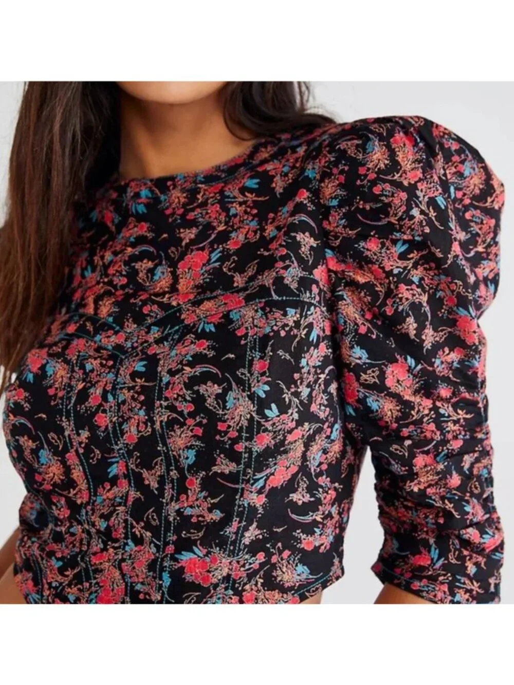 NWT Free People Monica Floral Cropped Top-sz Medium